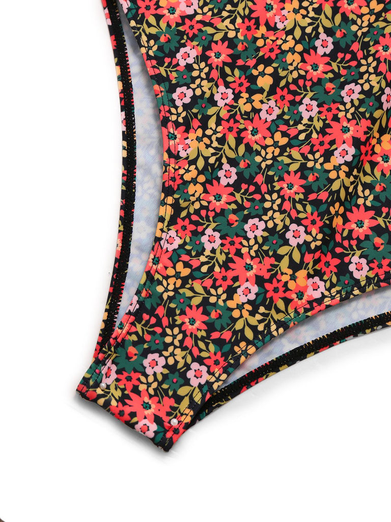 1930er Spaghetti Träger Kleine Blumen Badeanzug