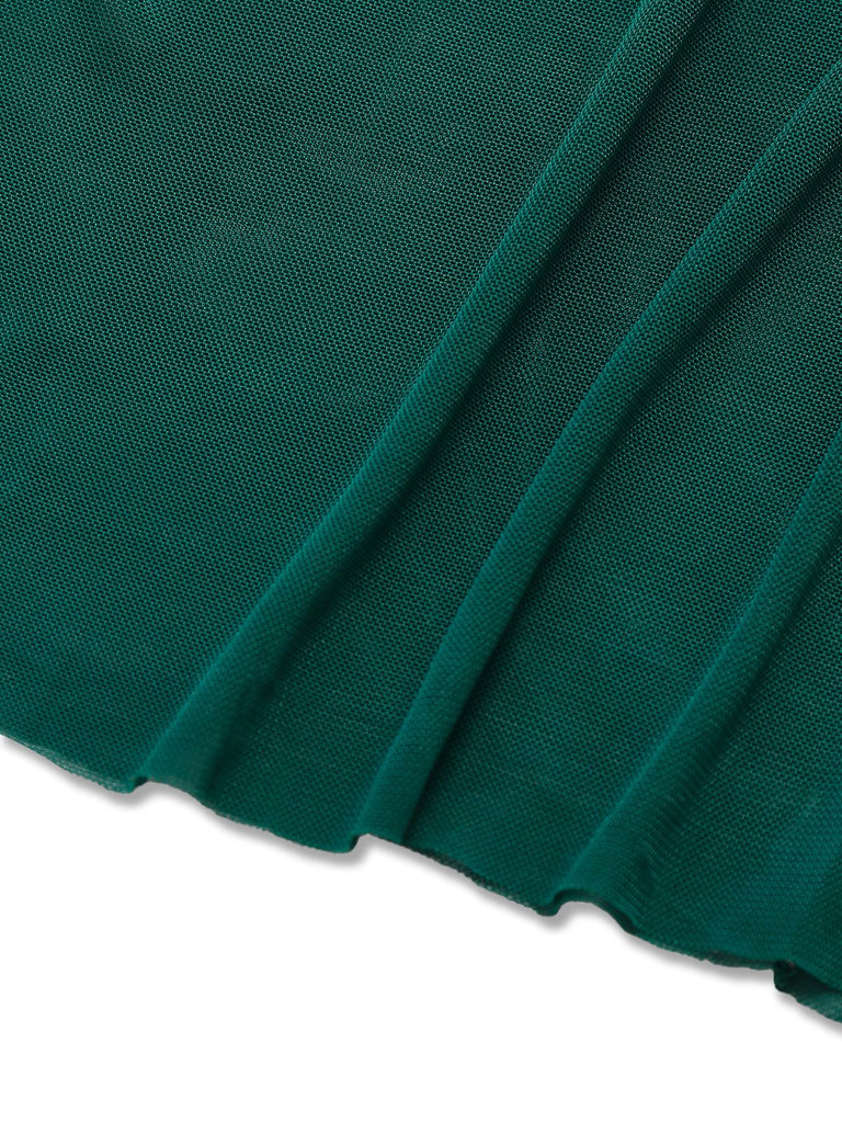 Grün 1930er Spitze Bestickt Blumen Träger Nachthemd