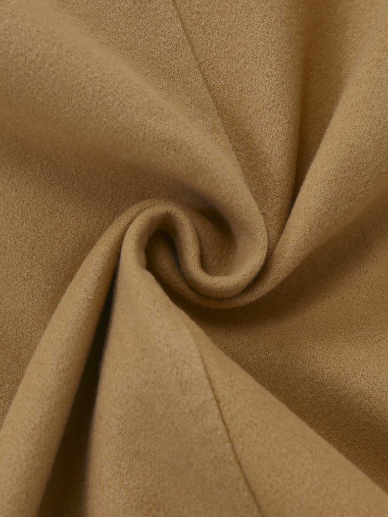 Khaki 1940er Revers Zweireihig Gürtel Mantel