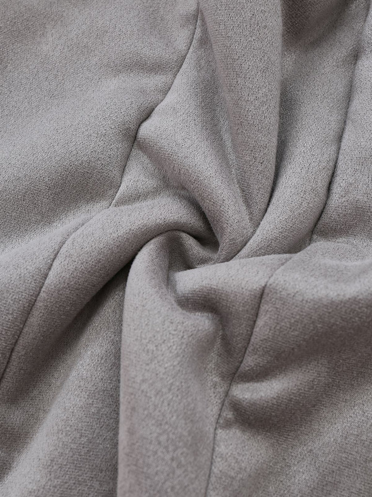 1930er Solide Revers Taste Wildleder Mittellang Mantel