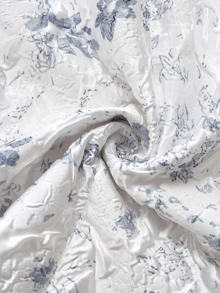 1940er Blumen Crinkle-Jacquard Schnürung Kleid