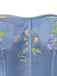 Blau 1930er Blumen Bestickt Netz Langarm Kleid