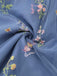 Blau 1930er Blumen Bestickt Netz Langarm Kleid
