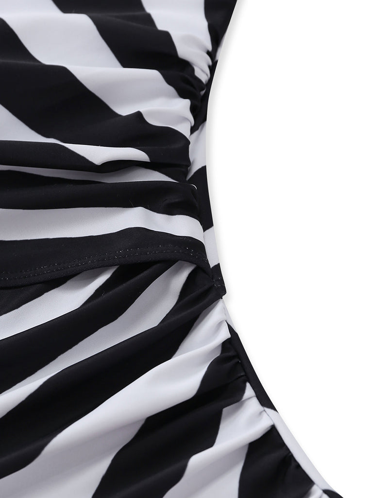 60er Badeanzug mit One-Shoulder und Cut-out