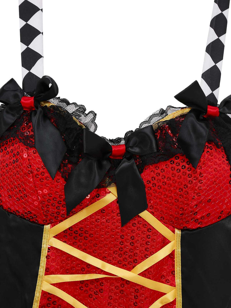 1970er Halter Halloween Queen Of Hearts Pailletten Kostüm