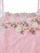 Rosa 1940er Blumen Spitze Spaghetti-Strap Maxi Kleid
