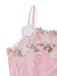 Rosa 1940er Blumen Spitze Spaghetti-Strap Maxi Kleid