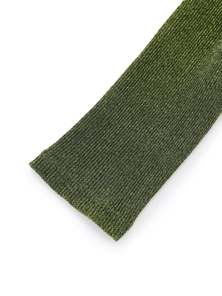 Grün 1960er Gerüschtes Puffärmel Midi Kleid