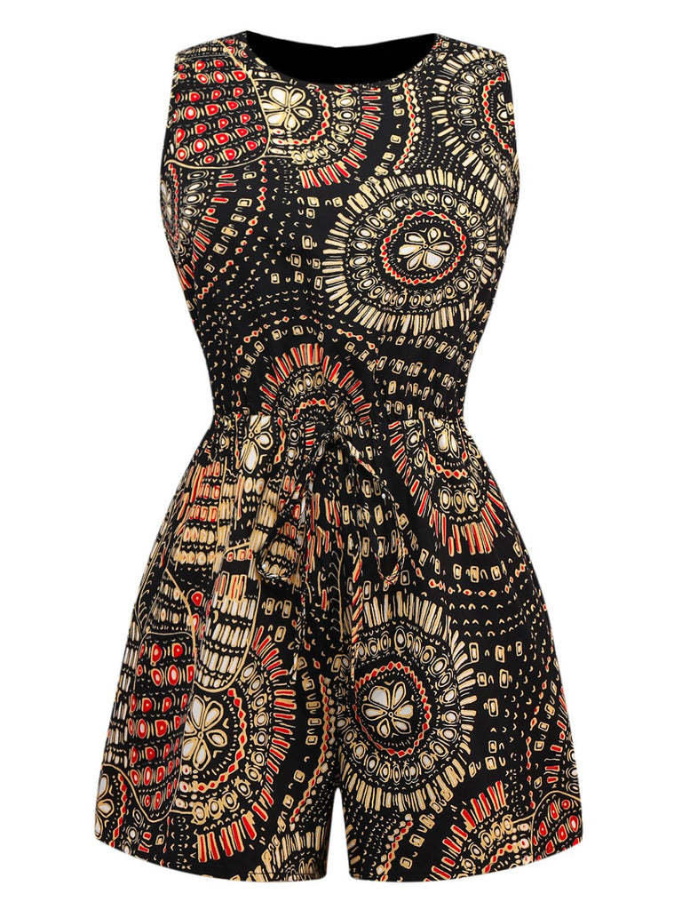 Multiclor 1970er Boho Irregulär Romper