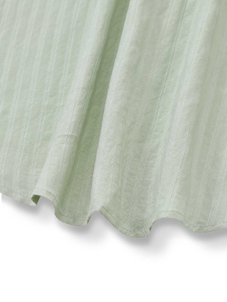 2PCS Grün 1980er Bindehals Bluse & Solide Rock