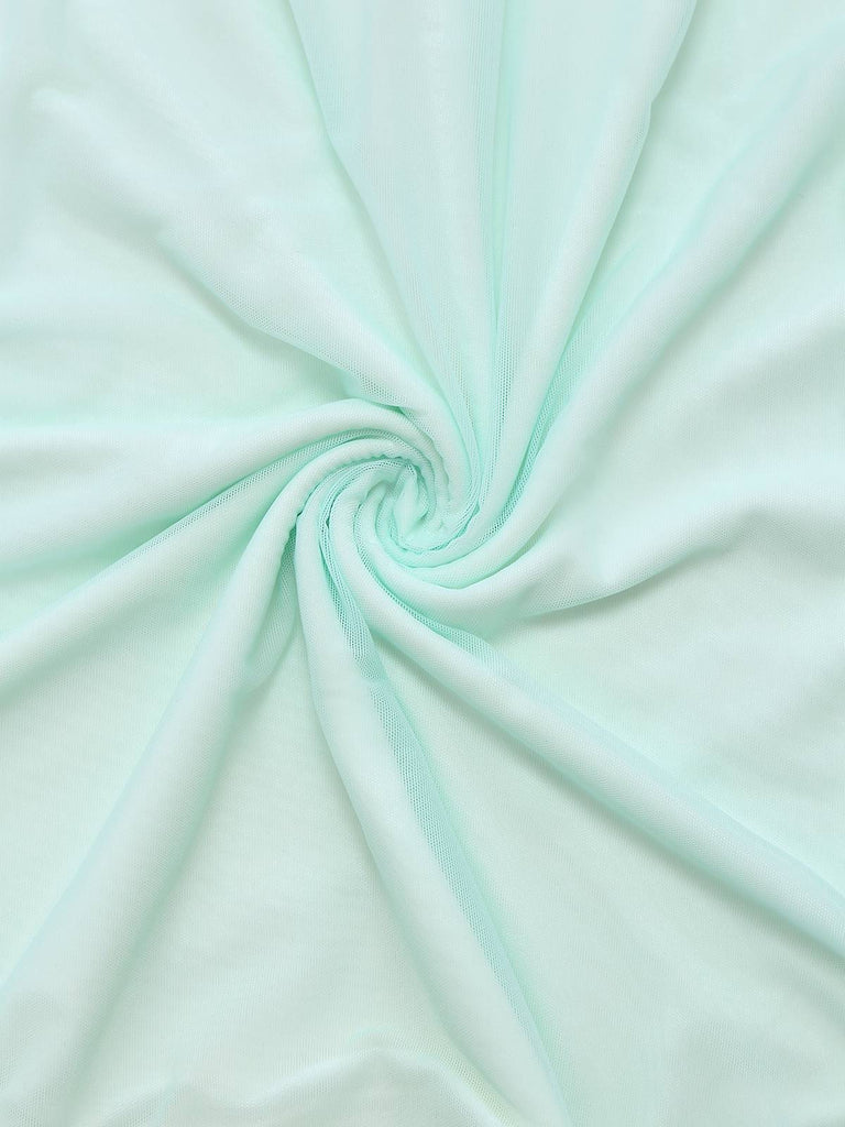 Grün 1960er Netz Spitze Patchwork Bogen Träger Nachthemd