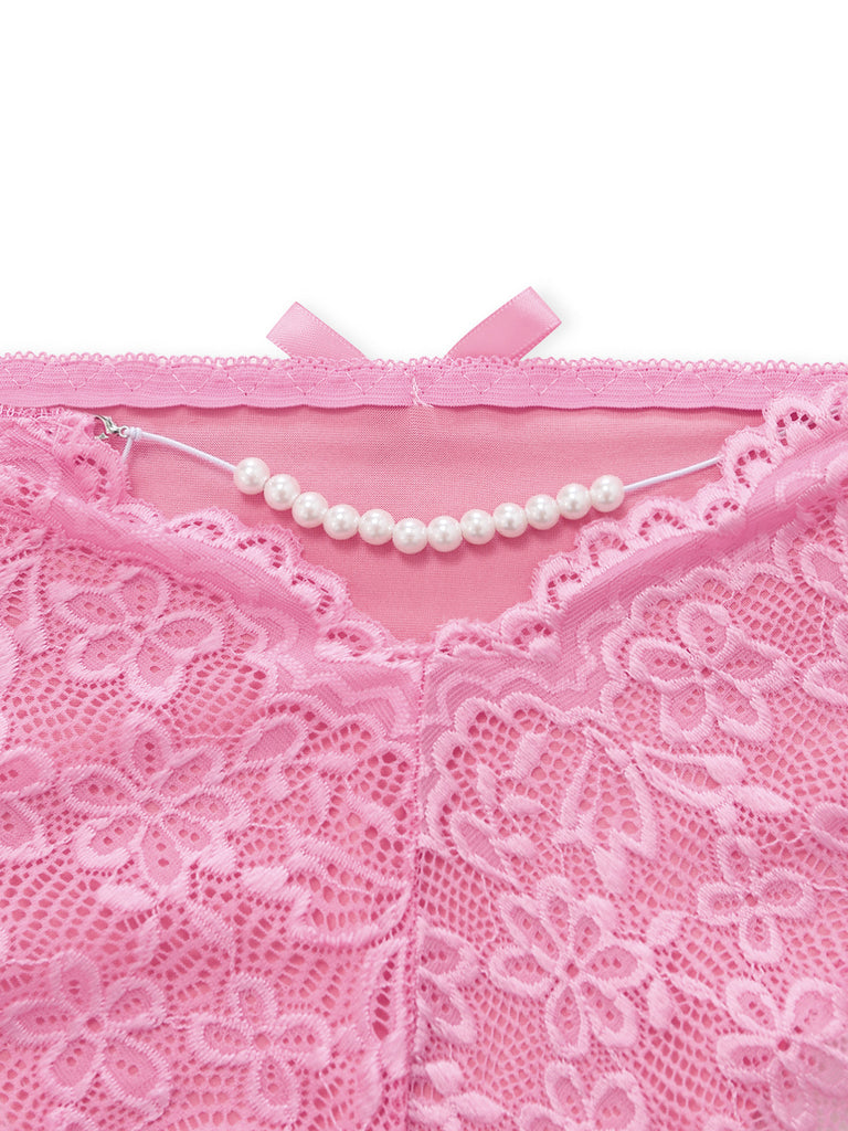 1970er Spitze Transparent Blüten Rüschen Besatz Dessous Set