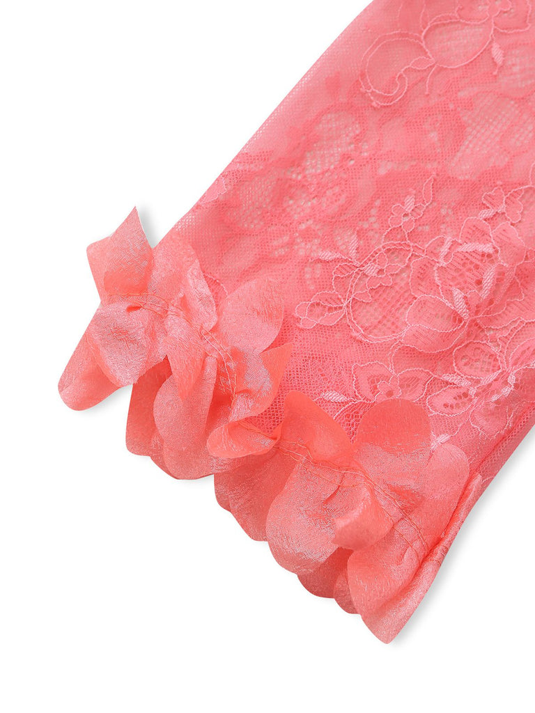 1970er Spitze Transparent Blüten Rüschen Besatz Dessous Set