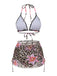3PCS 1960er Leopard Druck Blumen Bikini Set & Cover Up