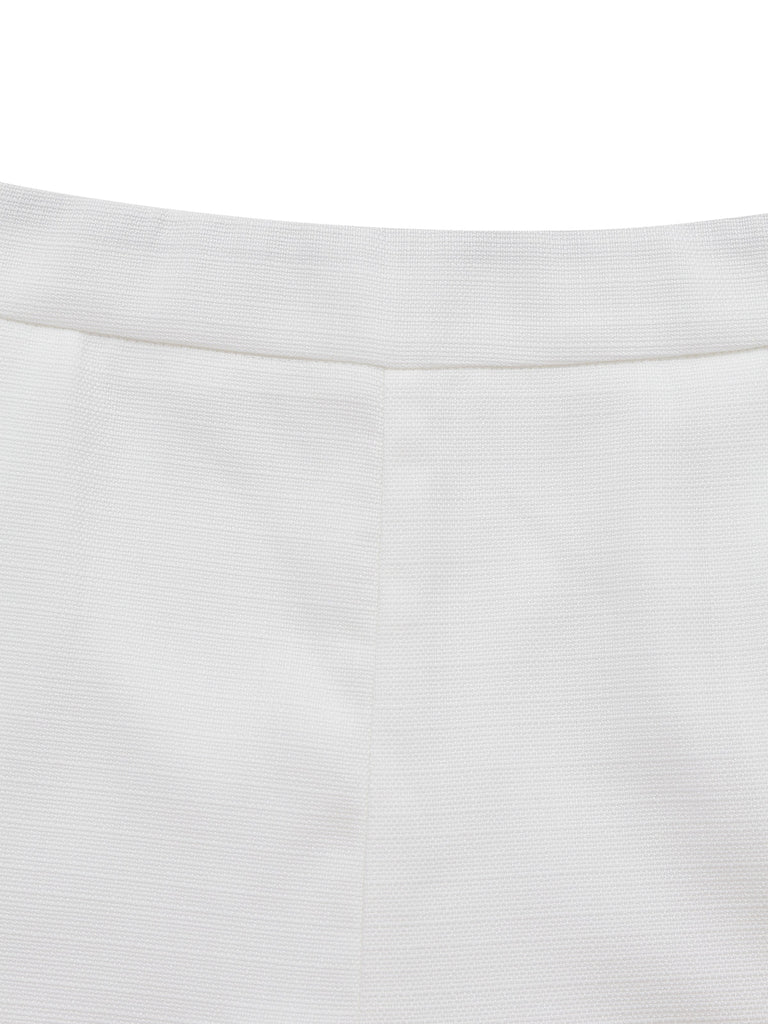 2PCS Weiß 1960er Revers Kragen Taste Ärmellos Top & Shorts