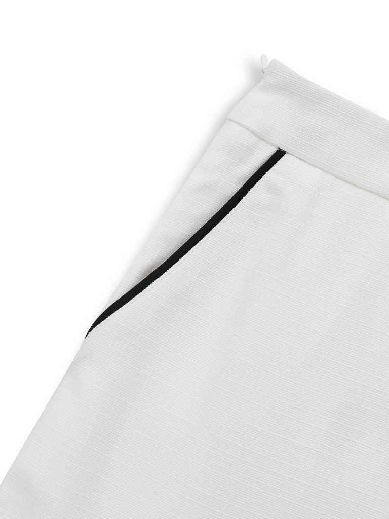 2PCS Weiß 1960er Revers Kragen Taste Ärmellos Top & Shorts