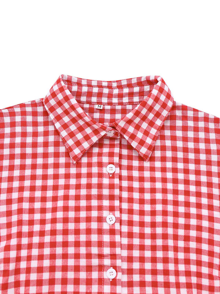 2PCS 1960er Oktoberfest Kostüm Plaids Bluse & Shorts