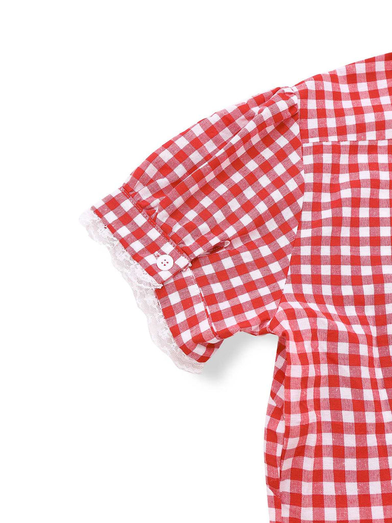 2PCS 1960er Oktoberfest Kostüm Plaids Bluse & Shorts