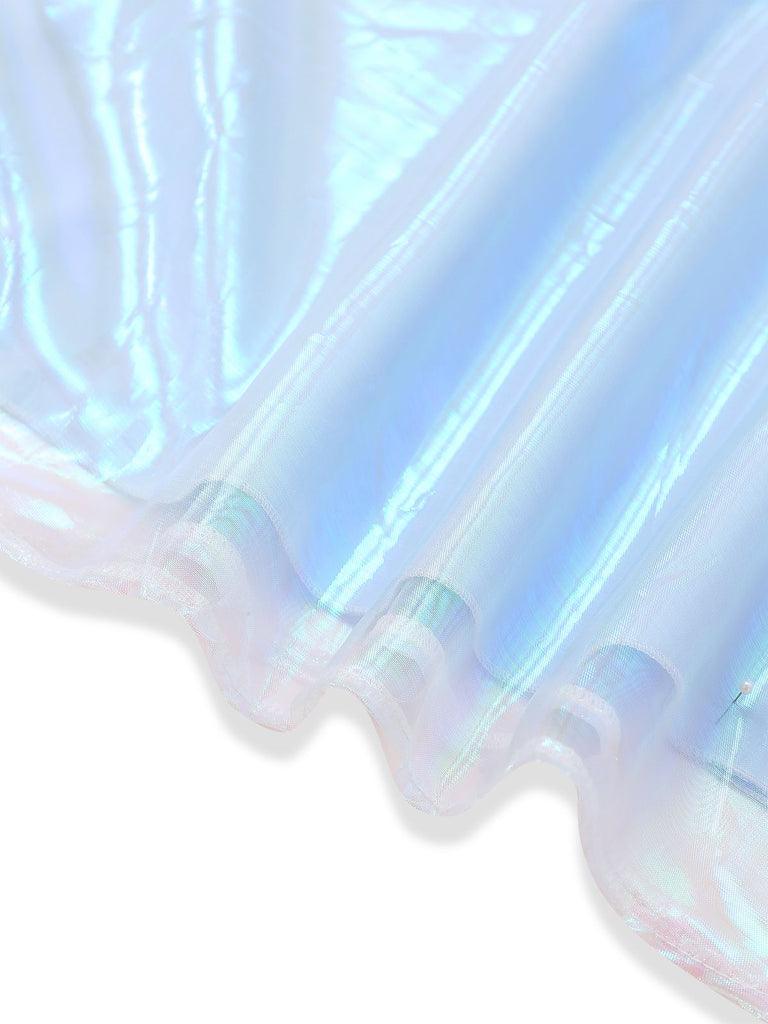 Blau 1950er Böse Hexe Netz Kleid