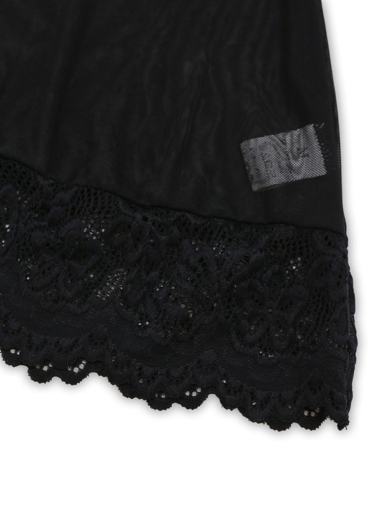 Schwarz 1950er Spaghetti Träger Bogen Spitze Nachtwäsche