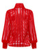 1980er Solide Sheer Netz Streifen Bogen Tie Bluse