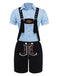 2PCS 1960er Oktoberfest Kostüm Plaids Bluse & Shorts