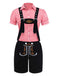 2PCS 1960er Oktoberfest Kostüm Plaids Bluse & Shorts