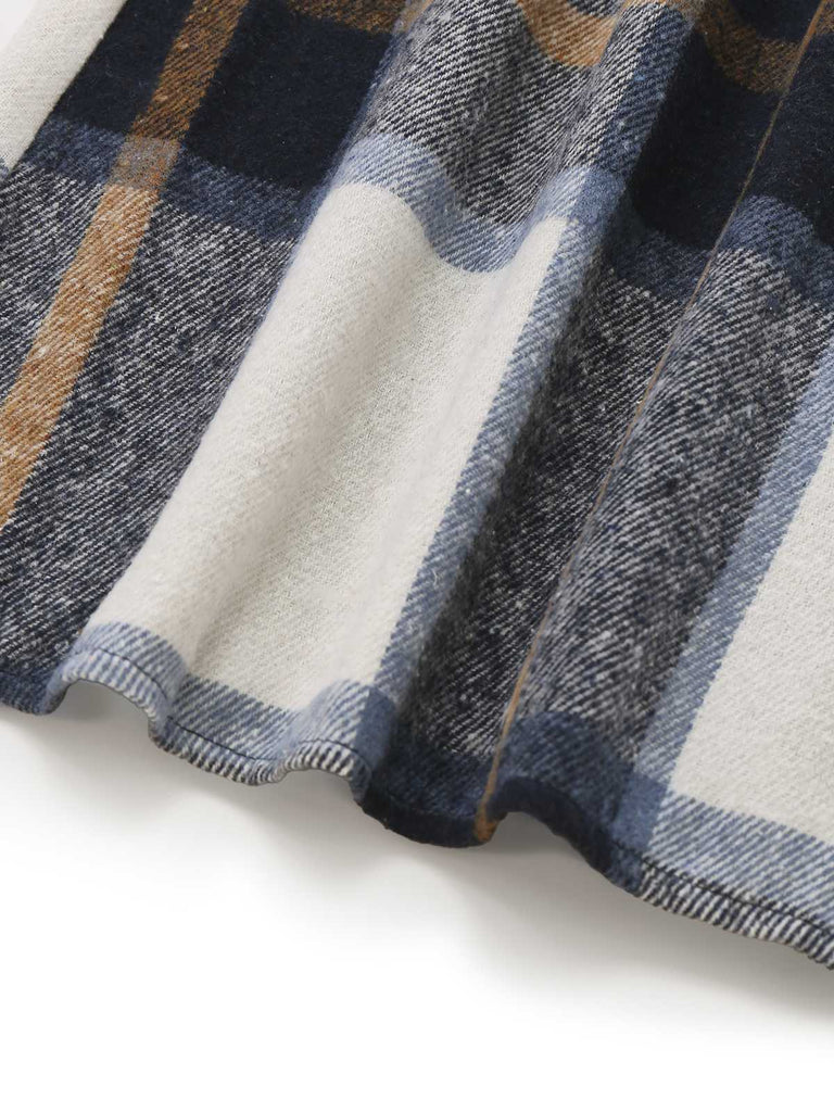 Mehrfarbig 1960er Kariert Gürtel Hemd Kleid