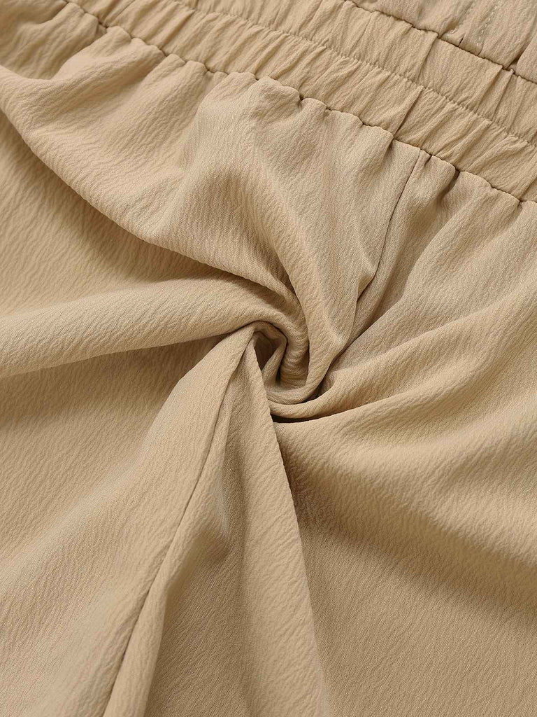 Khaki 1930er V-Ausschnitt Tasche Solide Romper