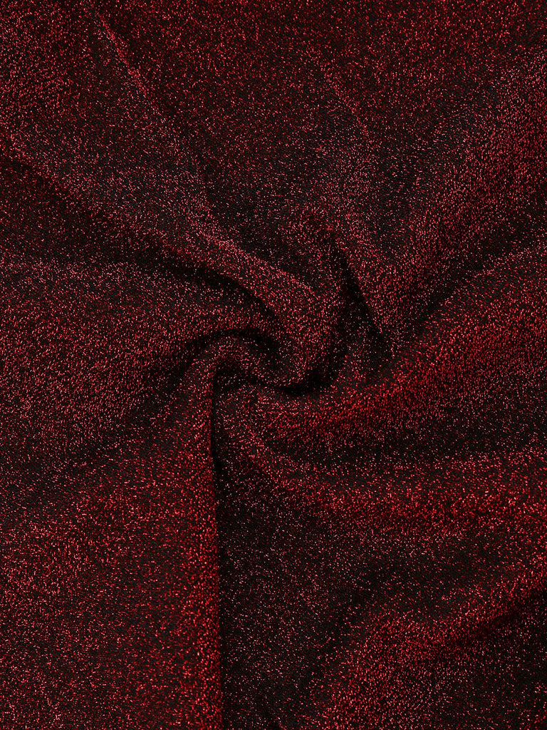 Rot 1980er Funkeln Tief-V Langarm Jumpsuit