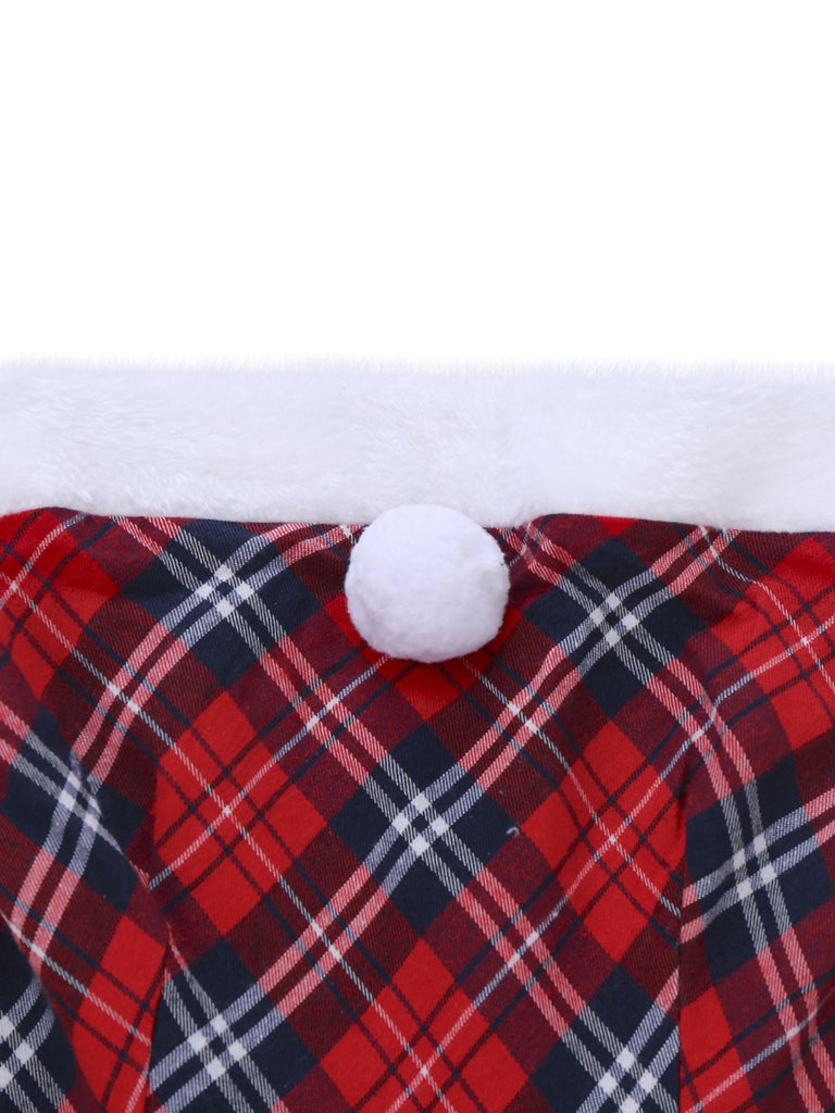 Rot 1960er Plaid Trägerlos Patchwork Kleid Set