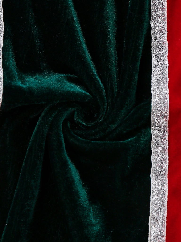 1960er Trägerlos Samt Weihnachten Pelzbesatz Bogen Kleid Set