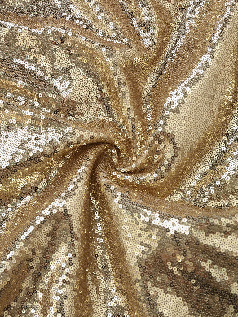 Gold 1980er Schulterfrei Pailletten Party Kleid