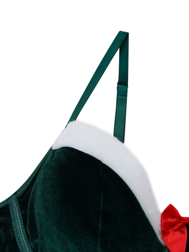 2PCS 1970 Weihnachten Samt Top & Rock Set