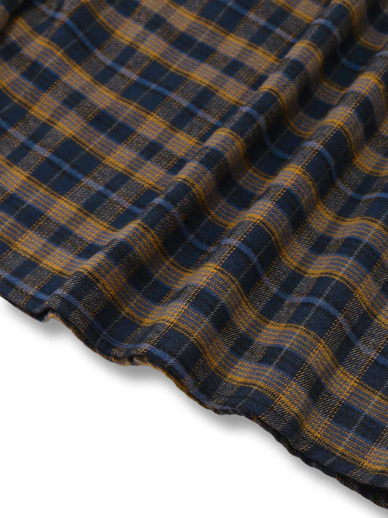Dunkelkaffee 1950er Bogen Träger Plaid Kleid