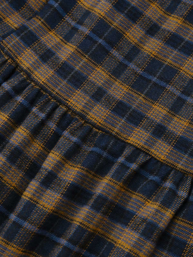 Dunkelkaffee 1950er Bogen Träger Plaid Kleid
