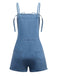 Blue 1950er Bogen Tie Denim Romper