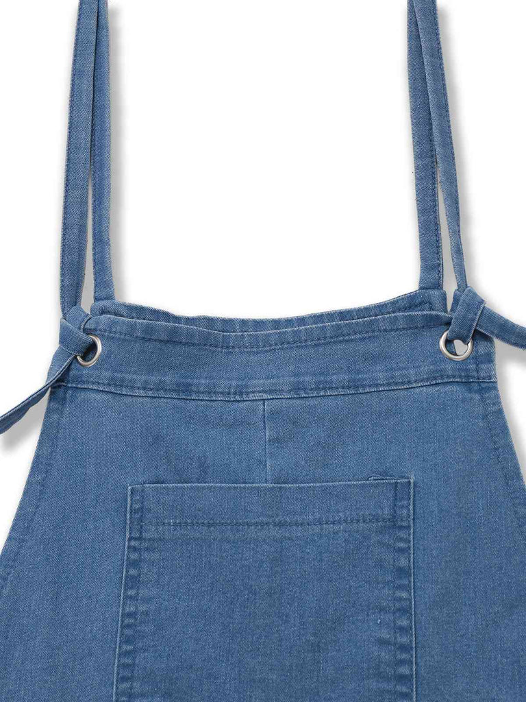 Blue 1950er Bogen Tie Denim Romper