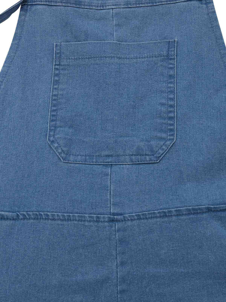 Blue 1950er Bogen Tie Denim Romper