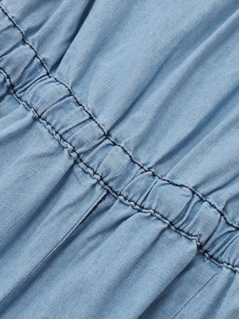 Hellblau 1950er Denim Taste Revers Romper