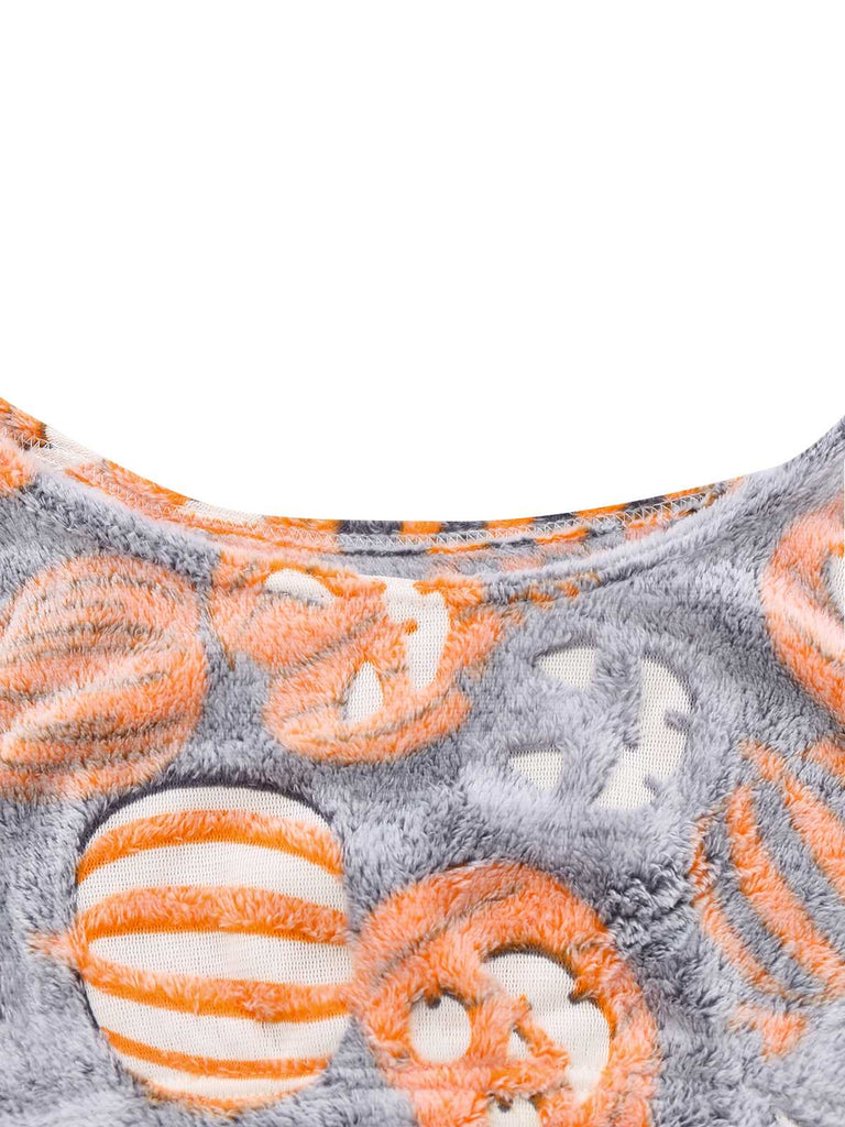 1970er Halloween Geist Kürbis Flanell Weste Pyjama