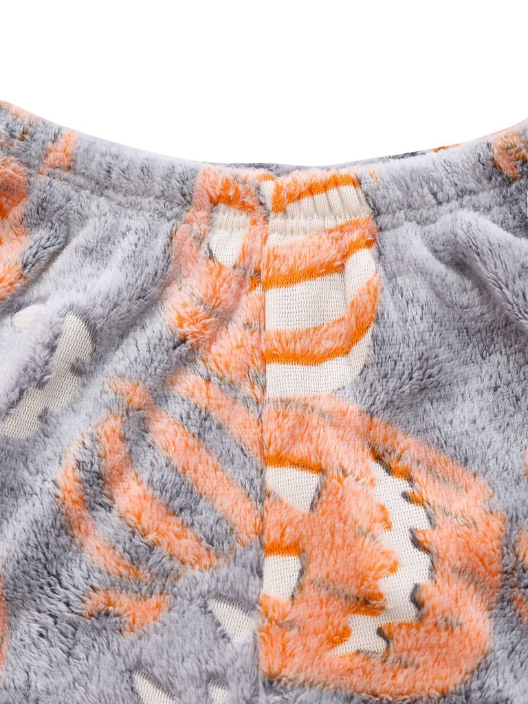 1970er Halloween Geist Kürbis Flanell Weste Pyjama