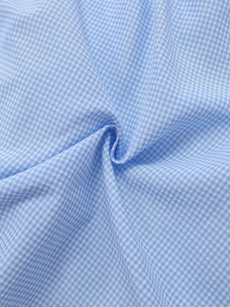 Hellblau 1950er Gingham Spitze Träger Swing Kleid