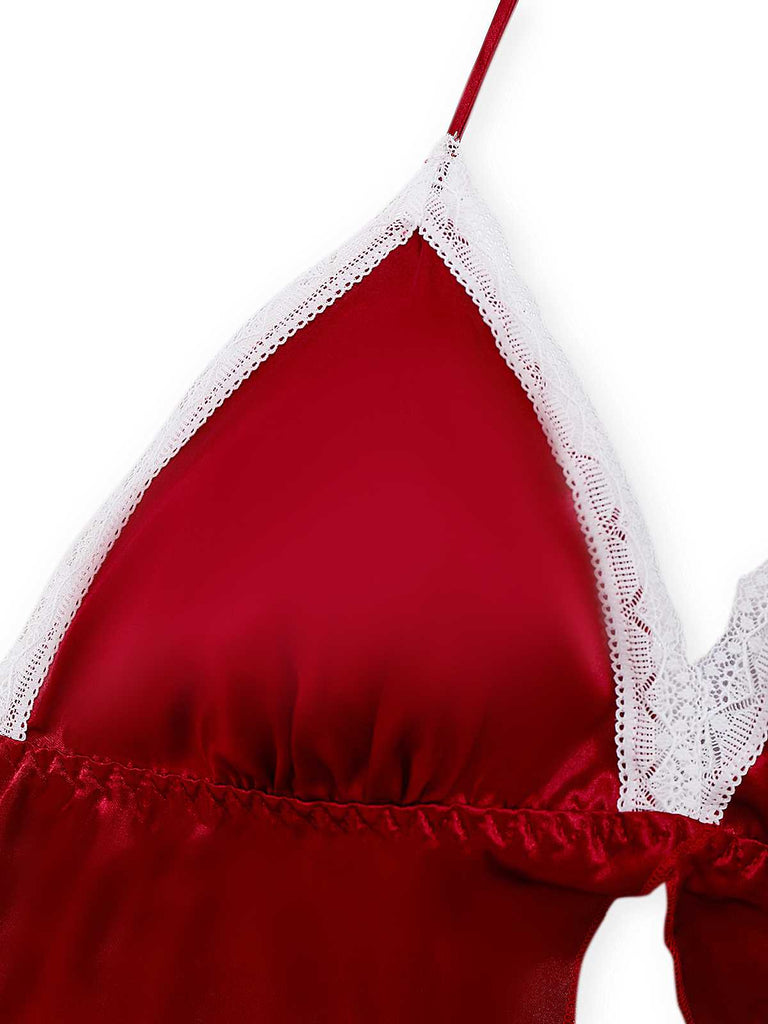 1950er Halter Spitze Satin Pyjama Set