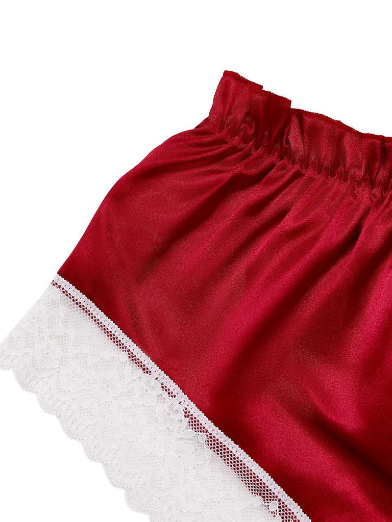 1950er Halter Spitze Satin Pyjama Set