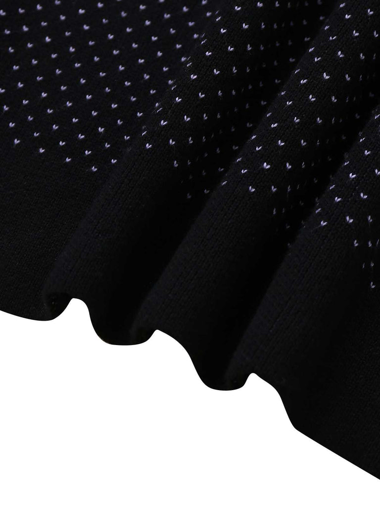 Schwarz 1960er Halloween Dots Geist Pullover Kleid