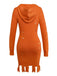 Orange 1970er Halloween Kürbis Stricken Hoodie Kleid