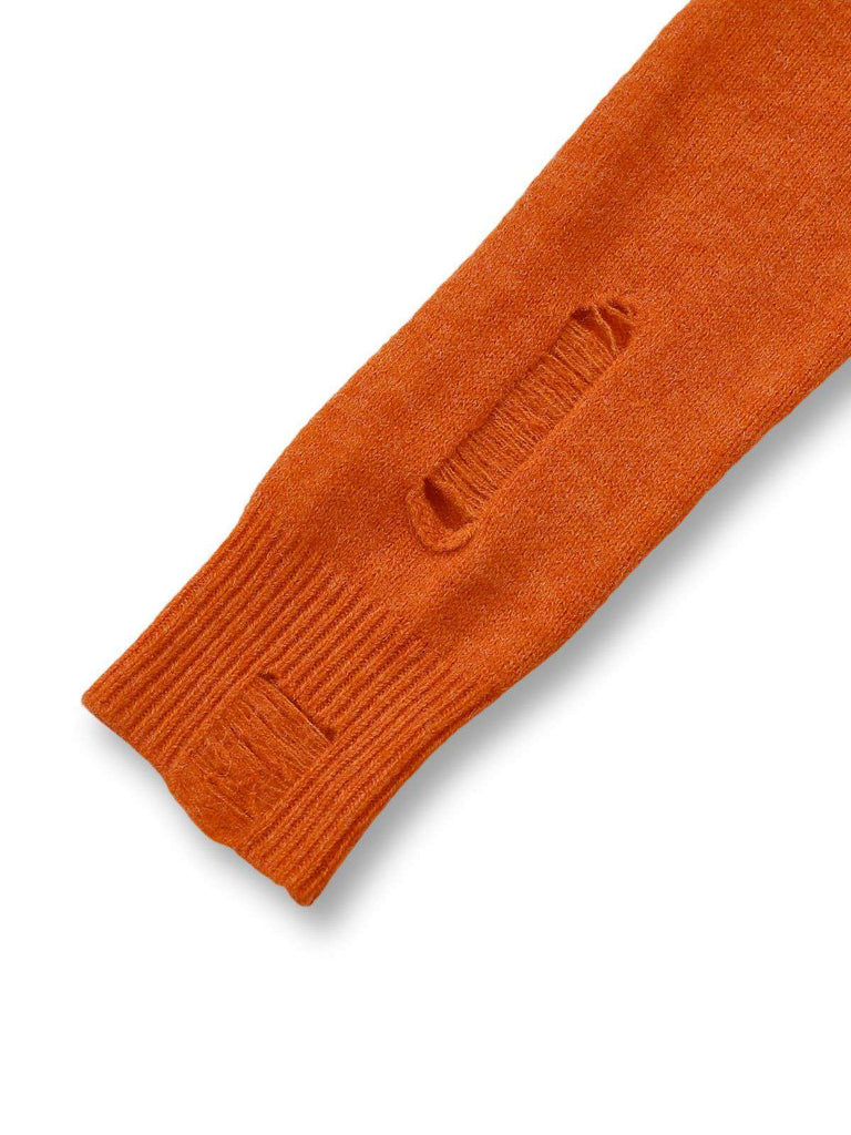 Orange 1970er Halloween Kürbis Stricken Hoodie Kleid