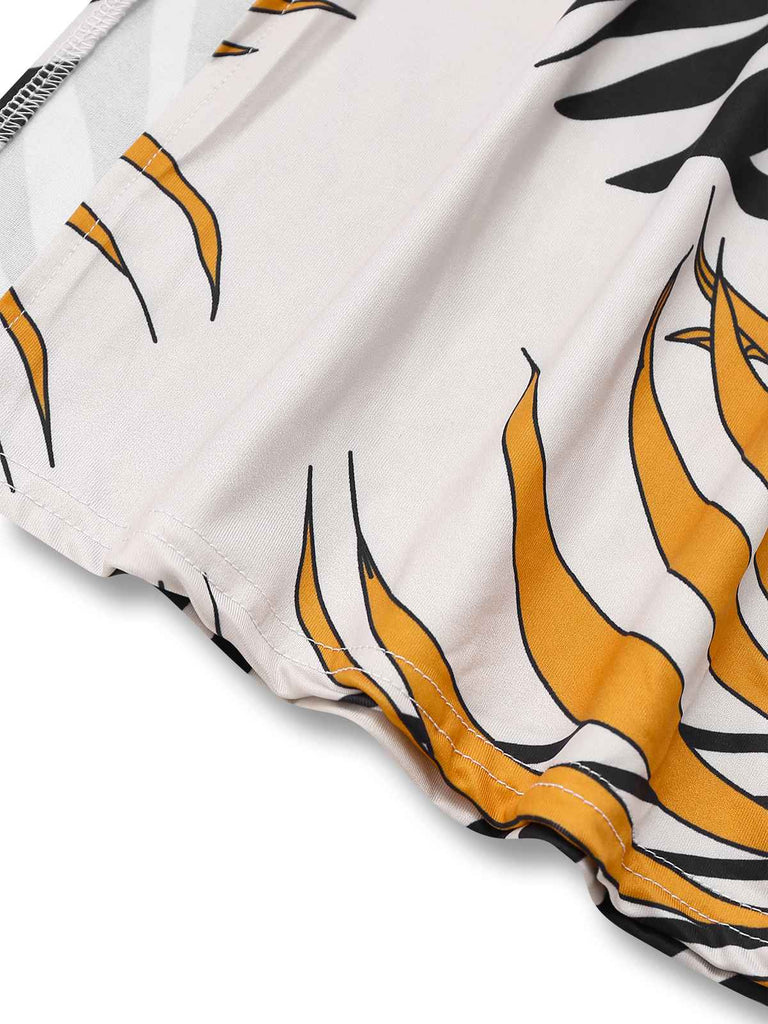 1970er Boho Blumen Schnürung Halter Jumpsuit