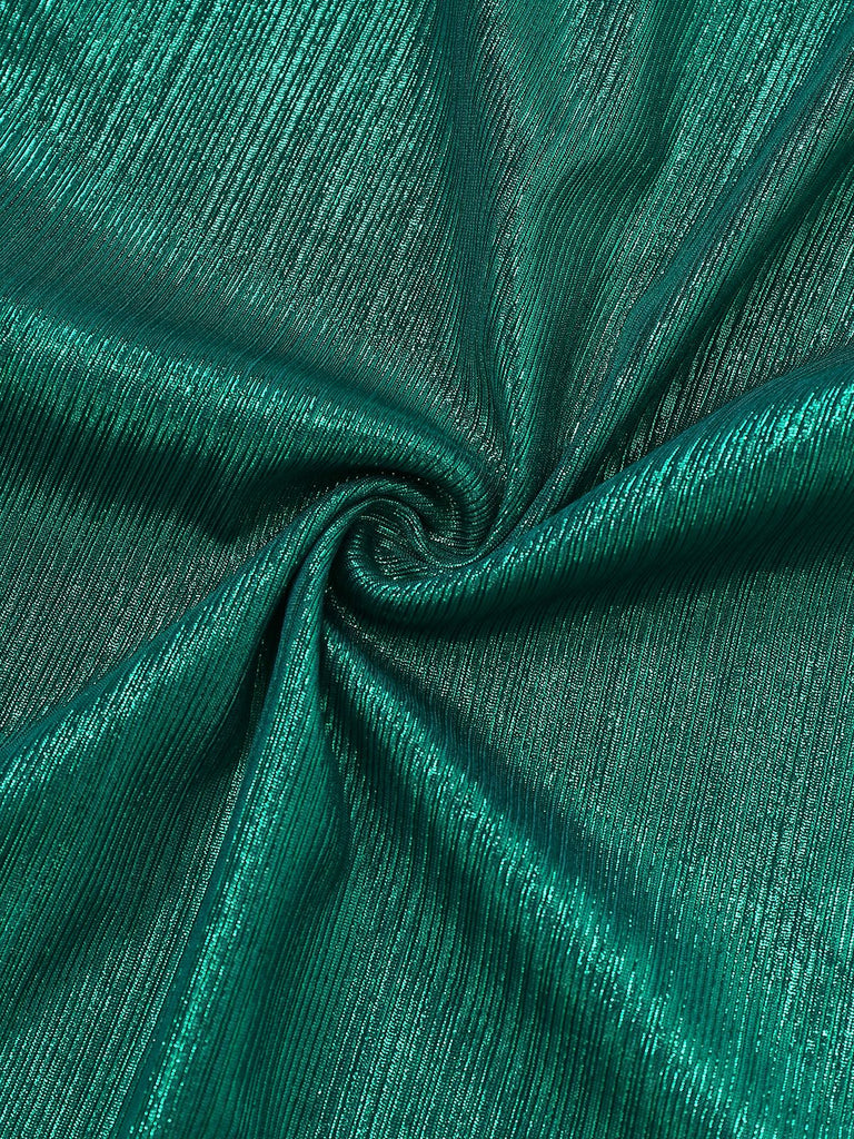 1970er Metallisch V-Ausschnitt Weites Bein Jumpsuit